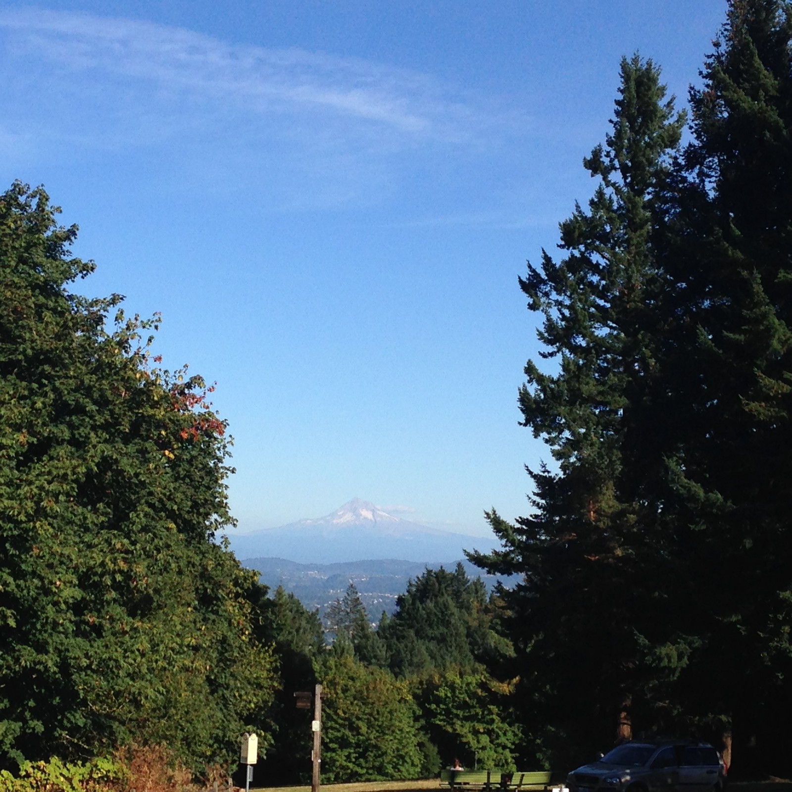 View from Council Crest toward Mt. Hood, which is visible
