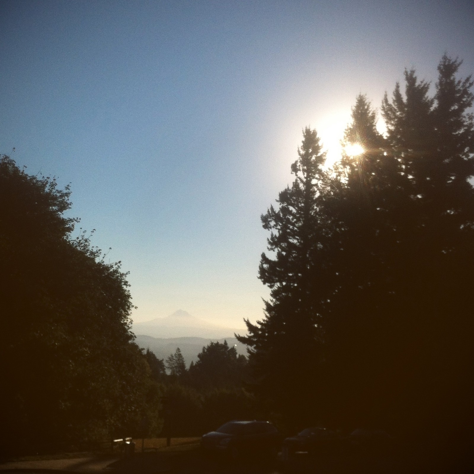 View from Council Crest toward Mt. Hood, which is visible