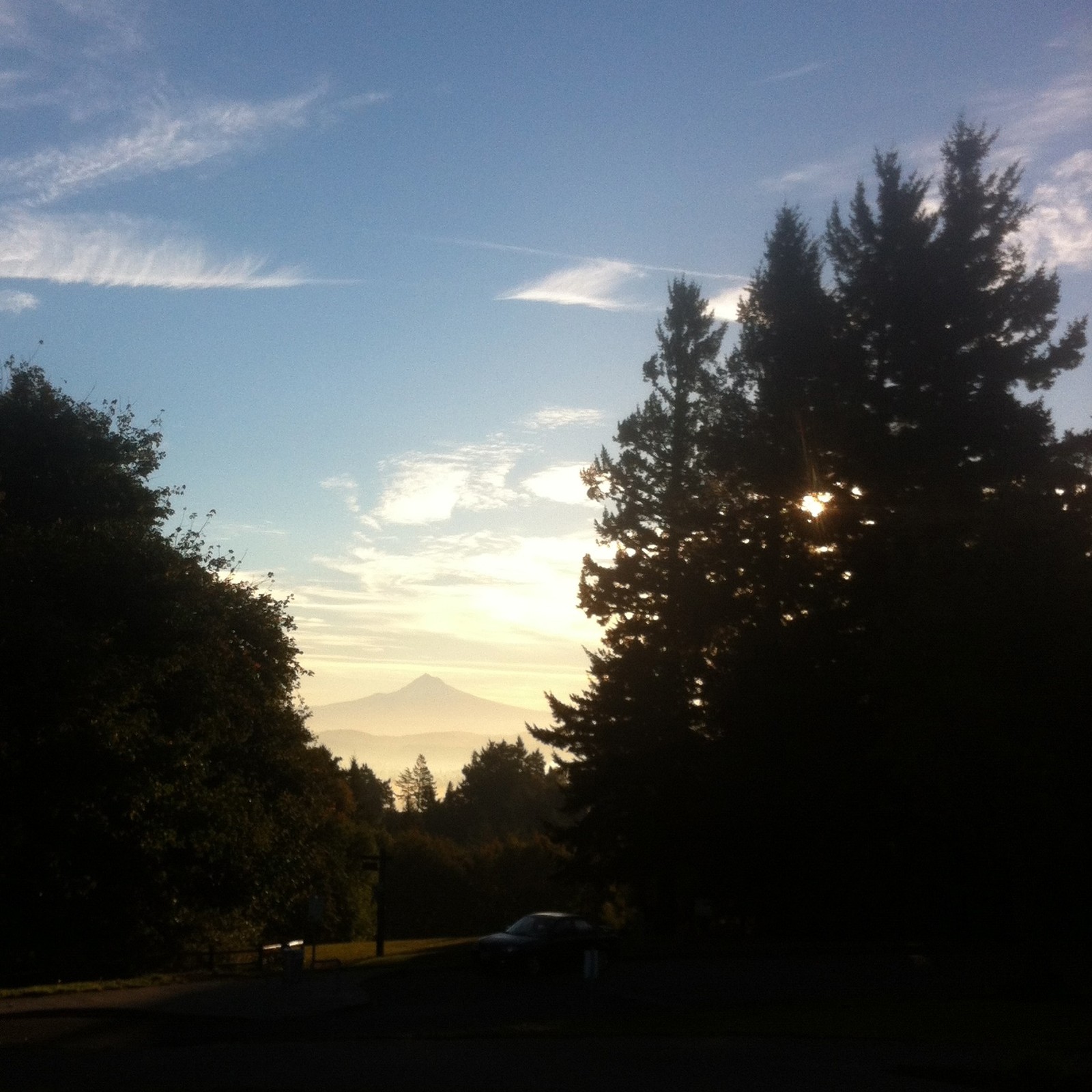 View from Council Crest toward Mt. Hood, which is visible