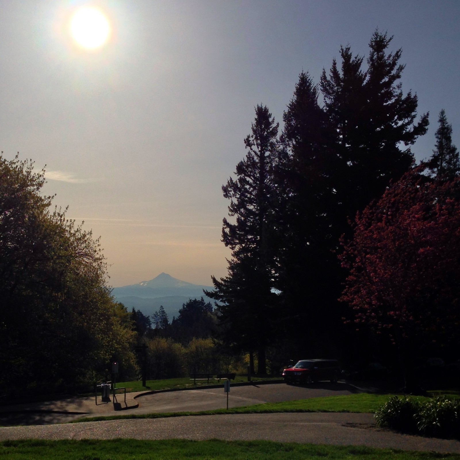 View from Council Crest toward Mt. Hood, which is visible