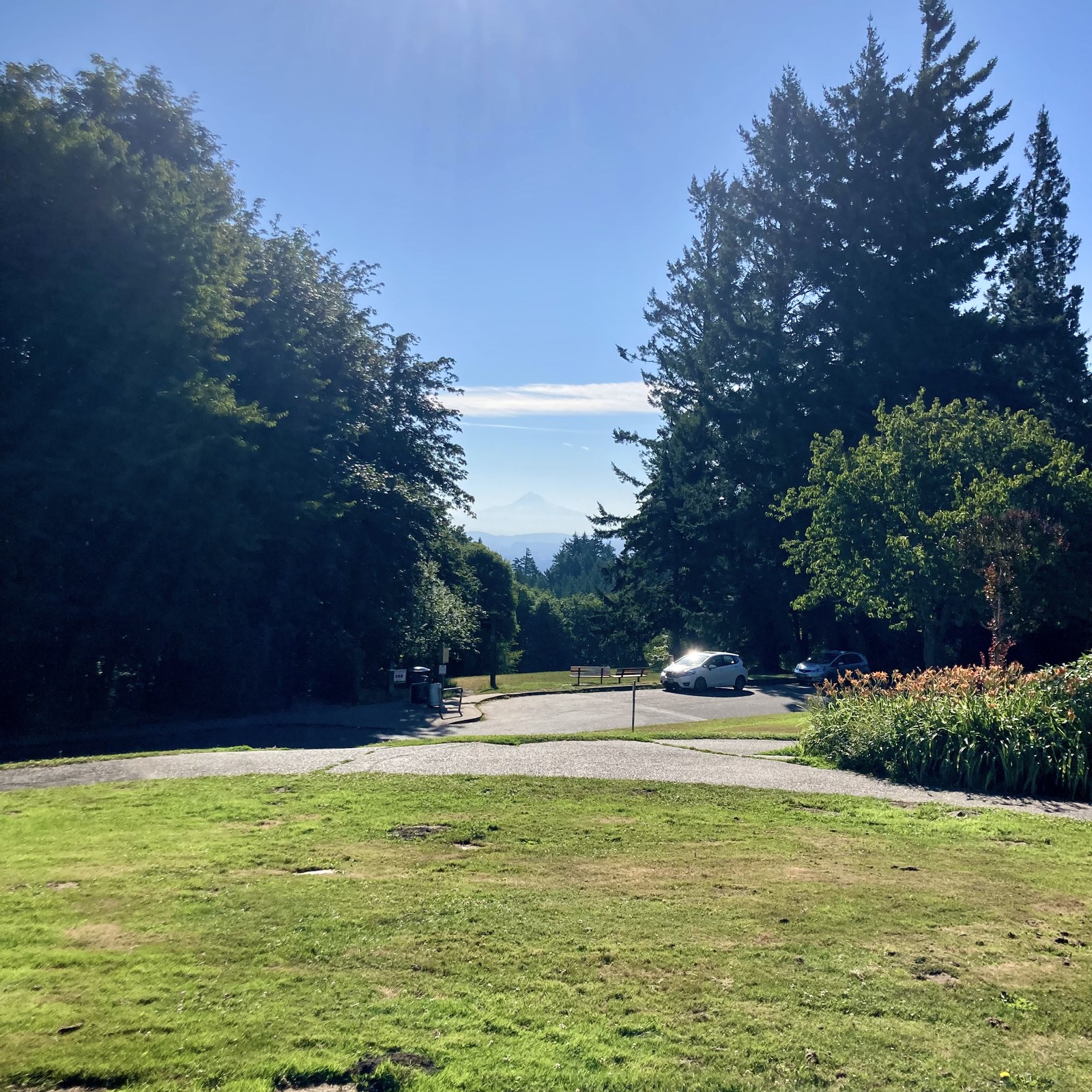 Mt. Hood in silhouette on a clear, quiet, mild summer morning