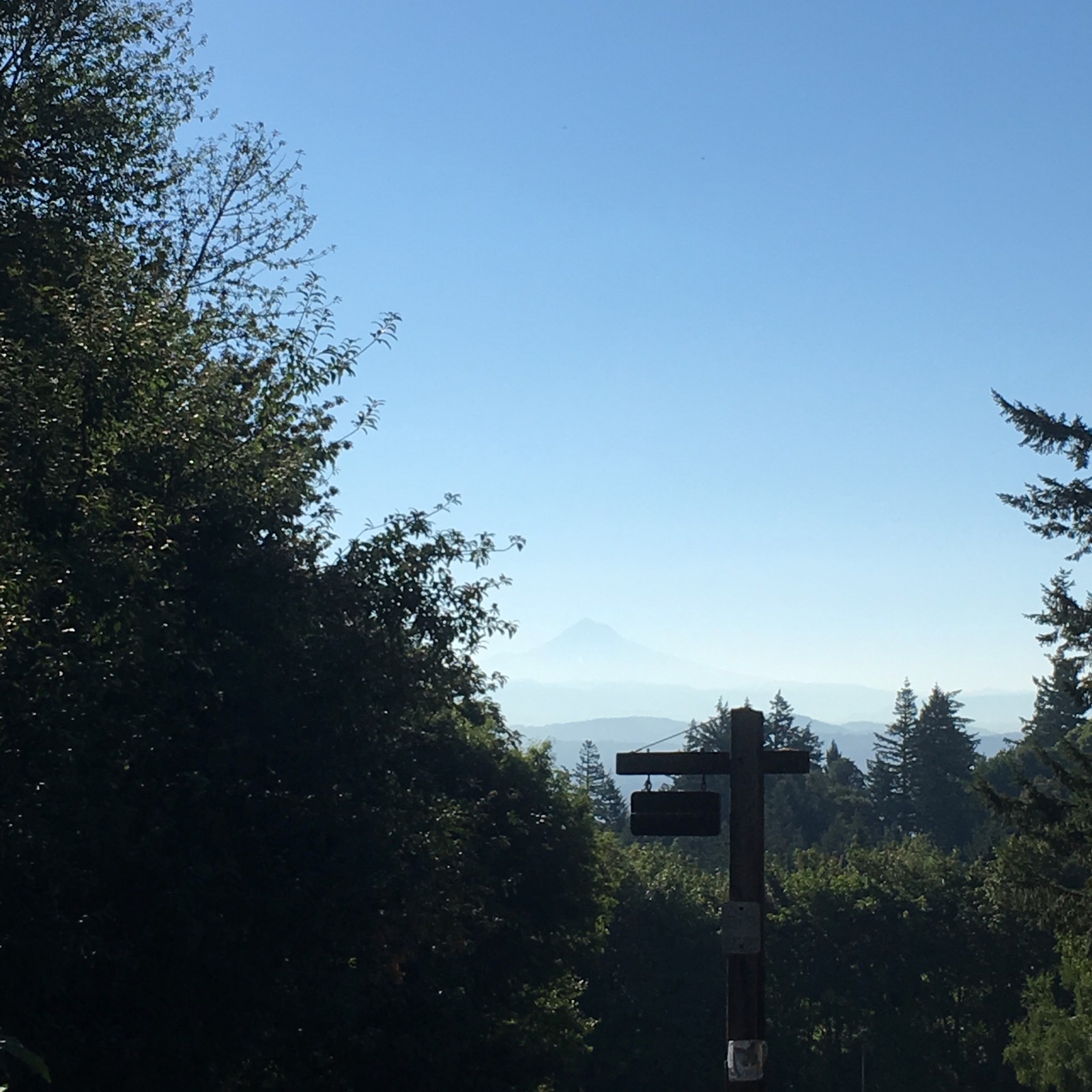 View from Council Crest toward Mt. Hood, which is visible