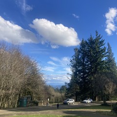 The BEST kind of sky, low afternoon midwinter light reflected off scattered clouds blowing in from the southwest. Base of Mt. Hood visible under a cloak of snow clouds. Deep blue in the sky overhead. The world feels freshly scrubbed & invincible