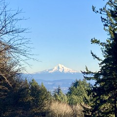 Snowy mountain, blue sky