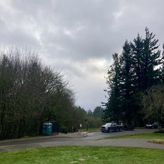 View from Council Crest Park toward Mt. Hood, which is obscured by the entirely typical late-March gray Oregon skies.