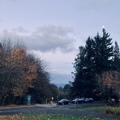 View toward Mt. Hood (which is obscured by stratus clouds) about 20min after sunset on the evening before Thanksgiving