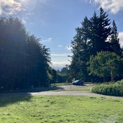 low river effect clouds obscure Mt Hood on the horizon on this otherwise clear morning